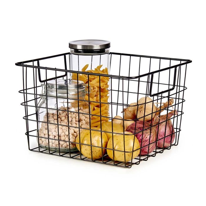 Kinvara Cesto con Asa Acero Negro Mate 29x19.5x32 cm (Set de 8) 2