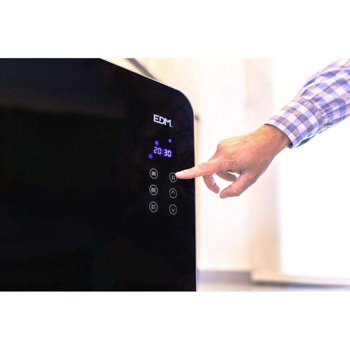 Edm Placa de cristal Convector 1500W con programador y mando a distancia, Negro 3