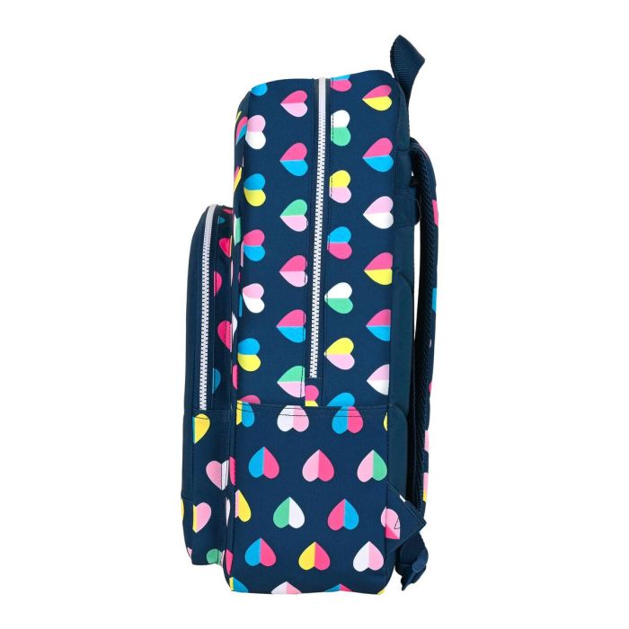 Mochila Escolar Benetton Corazones Azul marino 30 x 46 x 14 cm 1