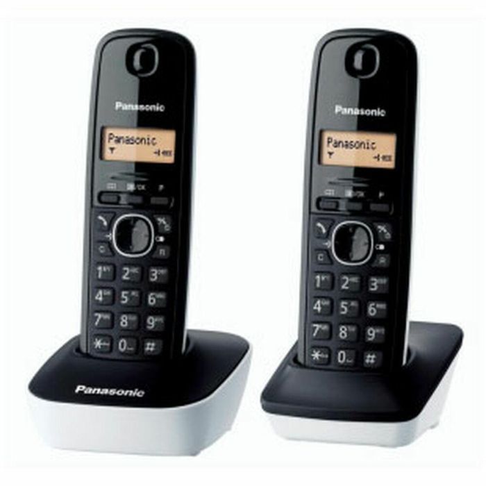 Panasonic KX-TG1612FRW Teléfono Inalámbrico DECT Duo, Contestador Automático Negro Blanco, Directorio 50 Nombres, 15h Autonomía Panasonic KX-TG1612FRW Teléfono Inalámbrico DECT Duo, Contestador Automático Negro Blanco, Directorio 50 Nombres, 15h Autonomía