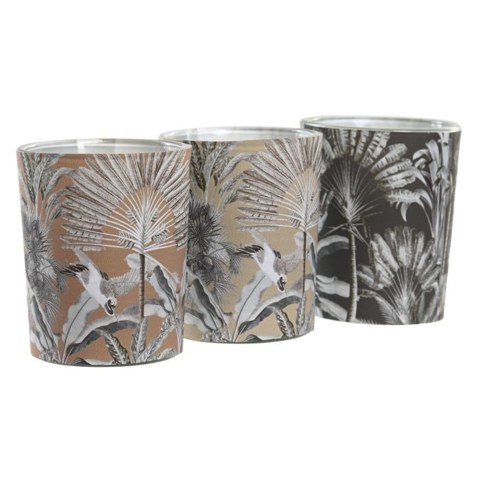 DKD Home Decor Vela Tropical Set de 3 Velas de Cera Beige, Negro y Marrón Surtidas 5x5x6 cm 45 gr 2