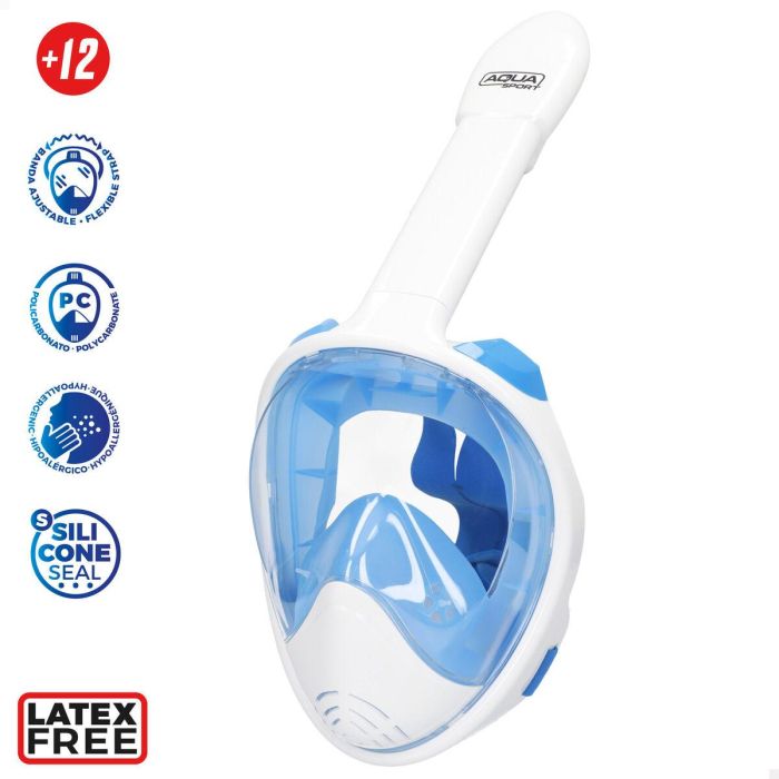 Máscara de Snorkel con Soporte para Cámara Deportiva AquaSport Azul Blanco (4 Unidades) 4 Máscara de Snorkel con Soporte para Cámara Deportiva AquaSport Azul Blanco (4 Unidades) 4