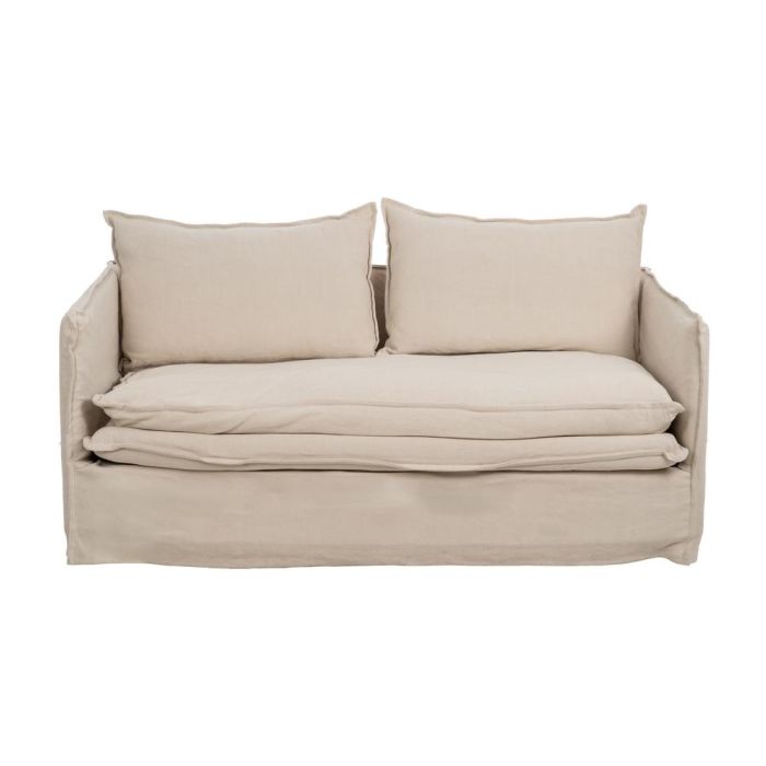 Sofá 2 Plazas Crema Tejido-Madera 180 X 97 X 89 cm