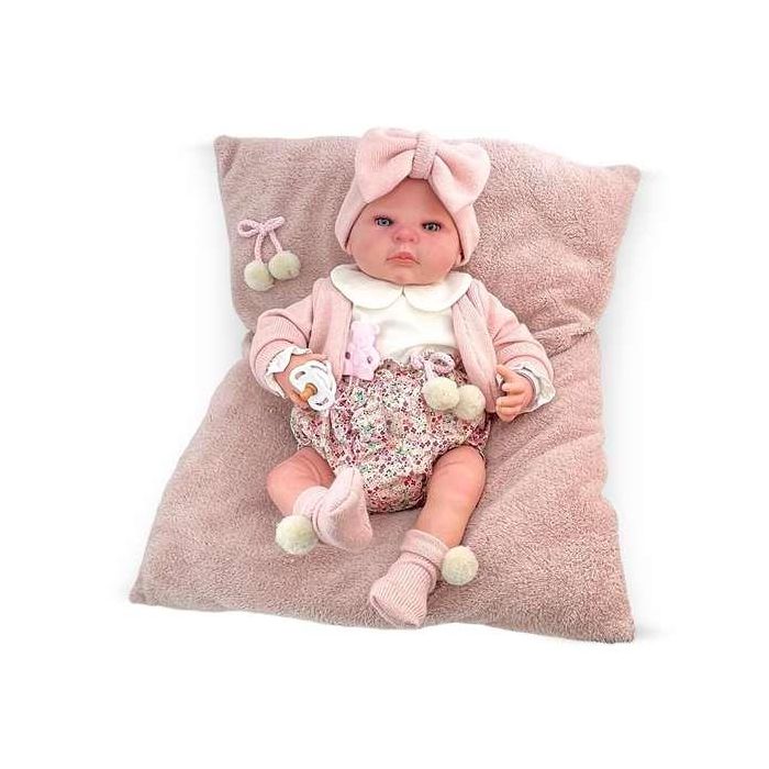 Reborn chaqueta rosa palo y pololo flores mecanismo besistos y almohada rosa maquillaje: 8501-24 50 cm 1 Reborn chaqueta rosa palo y pololo flores mecanismo besistos y almohada rosa maquillaje: 8501-24 50 cm 1