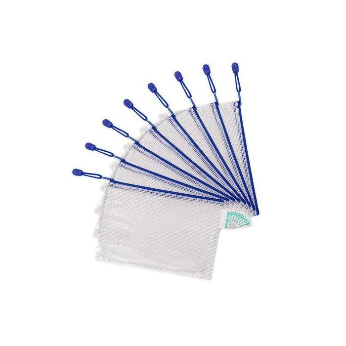 Djois Bolsa Multiusos Impermeable PVC DIN A5 con Cremallera, Portabolígrafos y Correa - Azul