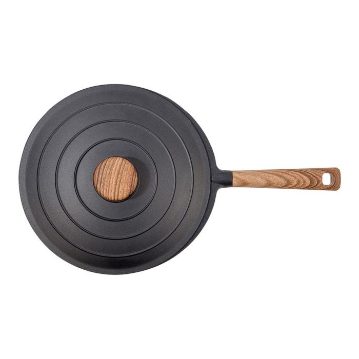 Wok aluminio fundido c/tapa. mango color madera 30cm nature oroley 3