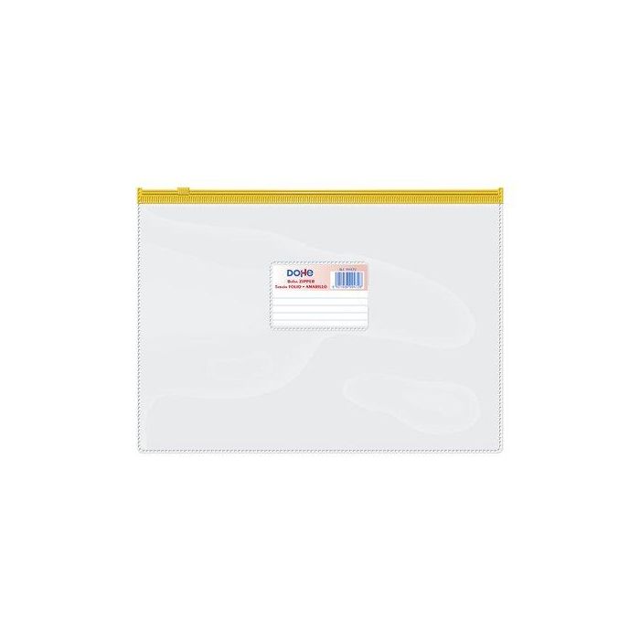 Dosier Sobre Dohe Zipper Fº Apaisado Pvc Trasparente/Amarillo 24 unidades