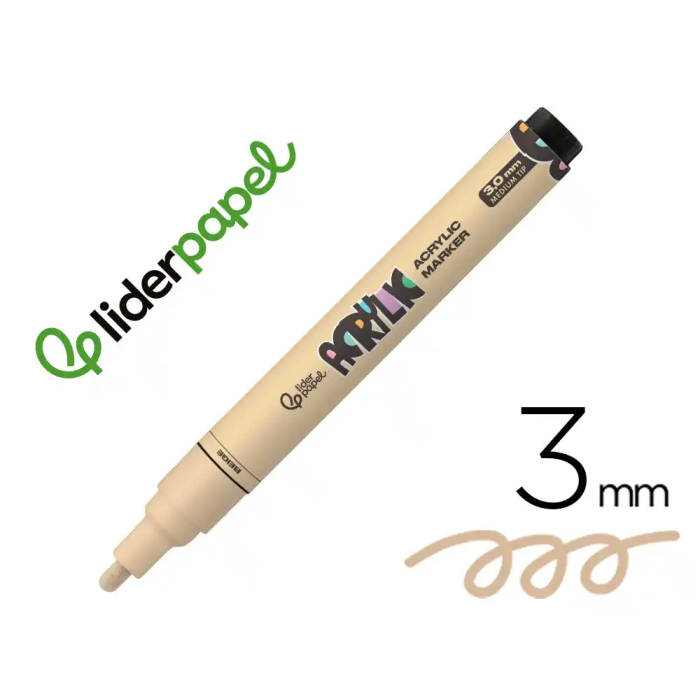 Liderpapel Rotulador Acrílico Base Agua para Todo Tipo de Superficie, Punta Redonda 3 mm, Color Beige 0 Liderpapel Rotulador Acrílico Base Agua para Todo Tipo de Superficie, Punta Redonda 3 mm, Color Beige 0