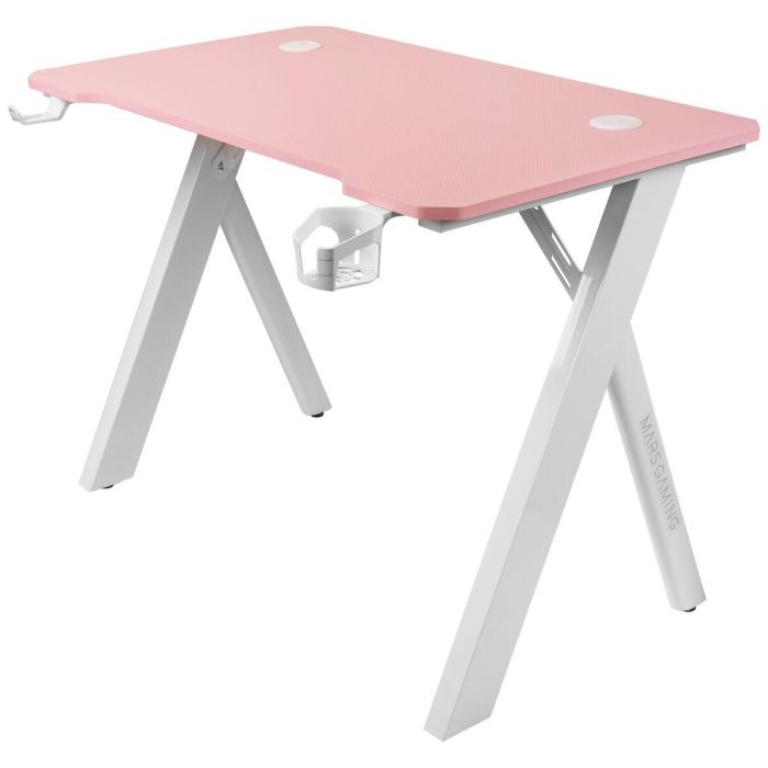 Mesa de Escritorio Mars Gaming MGD100RGBP Blanco Rosa Acero 100 x 60 cm 3