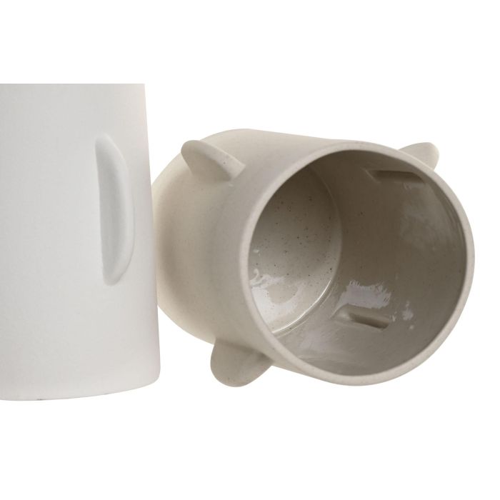 Jarron Scandi DKD Home Decor Blanco Crema 15.5 x 18.5 x 15.5 cm (4 Unidades) 2