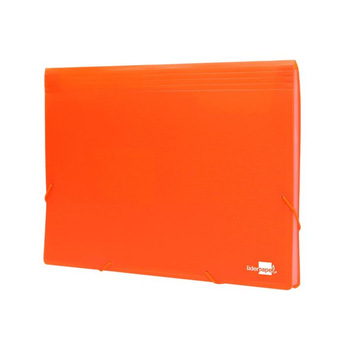Liderpapel Carpeta Clasificador Fuelle Polipropileno DIN A4 Naranja Fluor Opaco 13 Departamentos 3