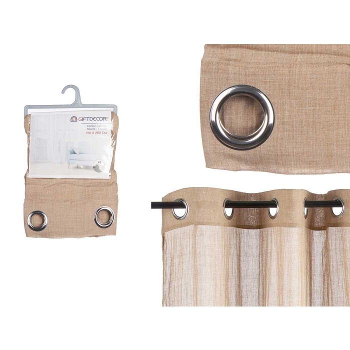 Cortina Beige 140x260 cm - Giftdecor - Poliéster y Algodón (6 Unidades) Cortina Beige 140x260 cm - Giftdecor - Poliéster y Algodón (6 Unidades)