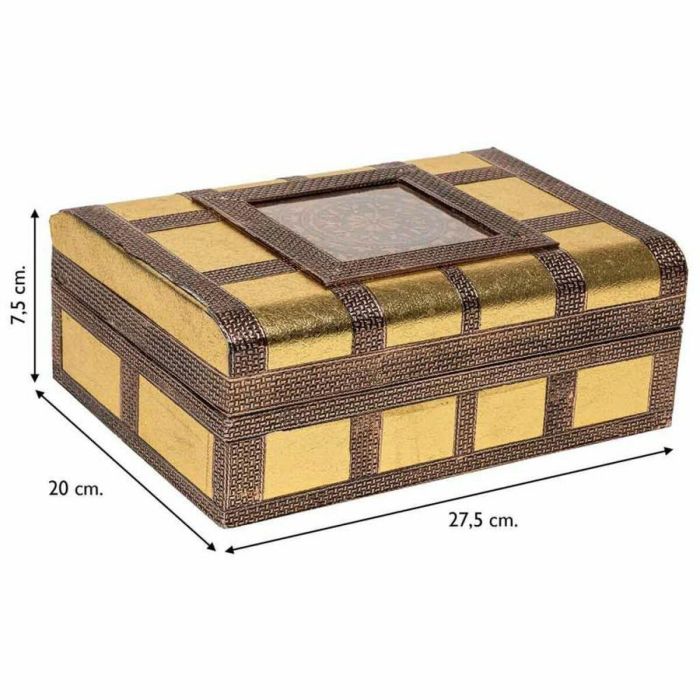 Caja-Joyero Alexandra House Living Dorado Aluminio Madera MDF 20 x 7 x 27 cm 3