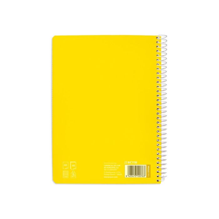 Cuaderno Espiral Liderpapel Din A5 Pautaguia Tapa Blanda 40H 75 gr Cuadro Pautado 5 mm Color Amarillo 5 unidades 2