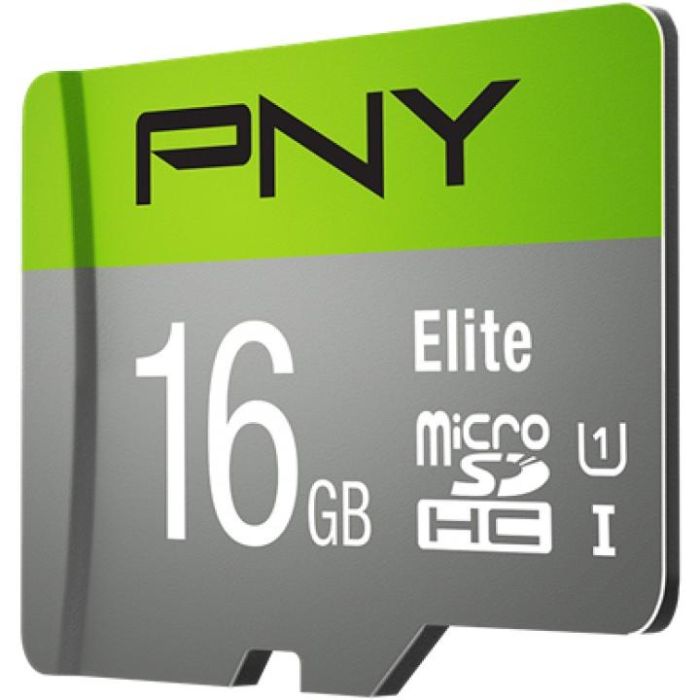 PNY Elite MicroSDHC 16GB Clase 10 UHS-I U1 Velocidad 85MB/s con Adaptador 1
