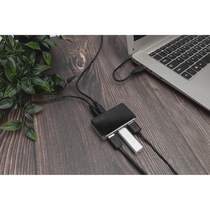 Digitus Hub USB 2.0 de 4 puertos, 480 Mbit/s, con fuente de alimentación, Plug & Play, negro/plata 5