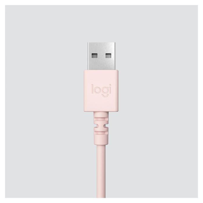 Logitech H390 Auriculares con Micrófono con Cancelación de Ruido, USB-A, Supraaurales, Diadema, Color Rosa