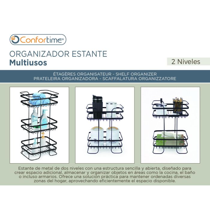 Estantería Multiuso de Metal 2 Niveles - Inde (4 Unidades) 4 Estantería Multiuso de Metal 2 Niveles - Inde (4 Unidades) 4