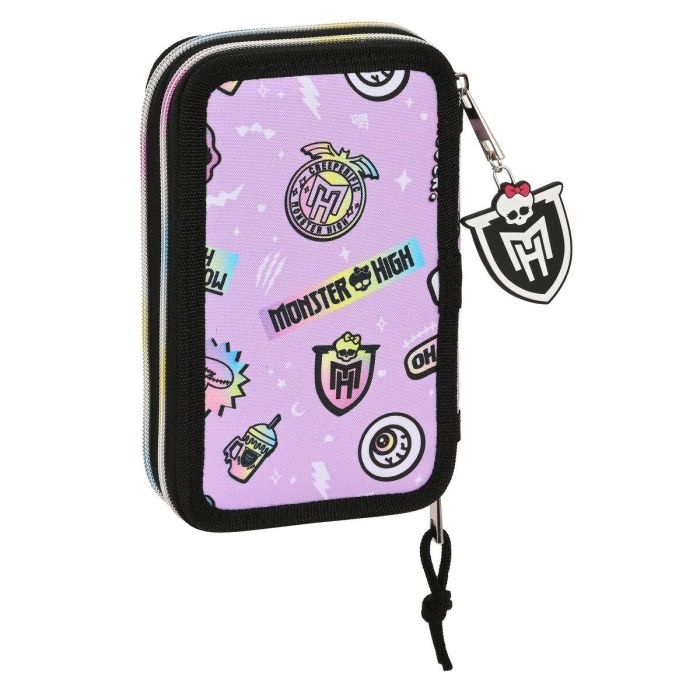 Plumier Doble Monster High Best boos Lila 12.5 x 19.5 x 4 cm (28 piezas) 2