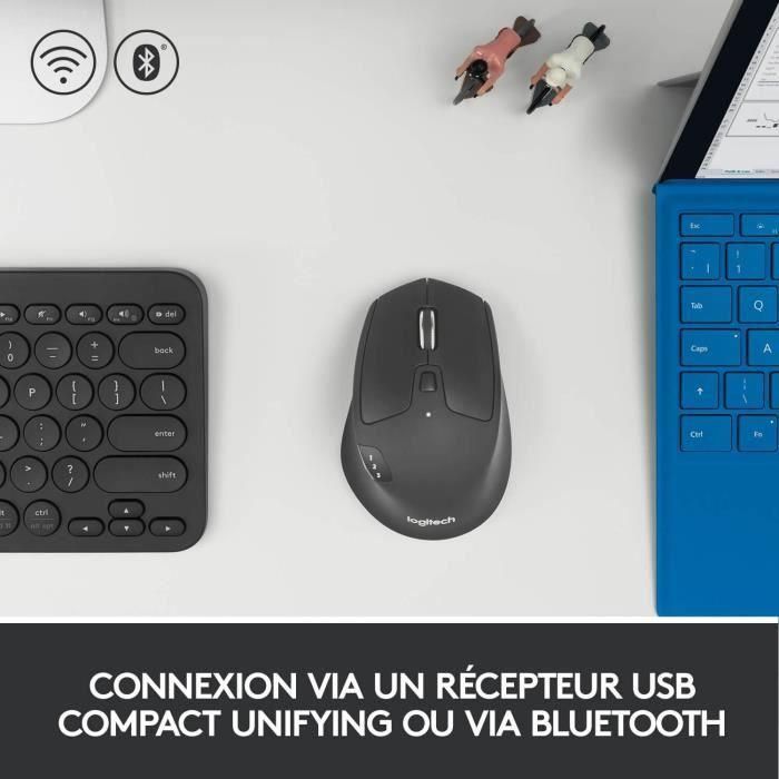 Logitech M720 Triathlon Ratón Inalámbrico Multidispositivo Easy-Switch Bluetooth y Unifying 1000 DPI 24 Meses Batería para Windows y Mac 3