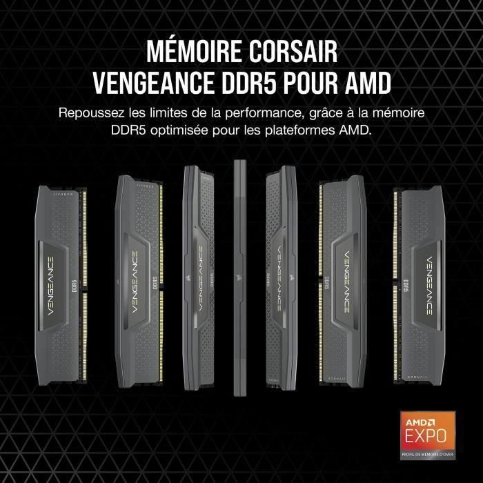 Corsair CMK64GX5M2B5600Z40 Memoria RAM Vengeance DDR5 64GB (2x32GB) 5600MHz CL40 Compatible AMD EXPO iCUE Gris 1