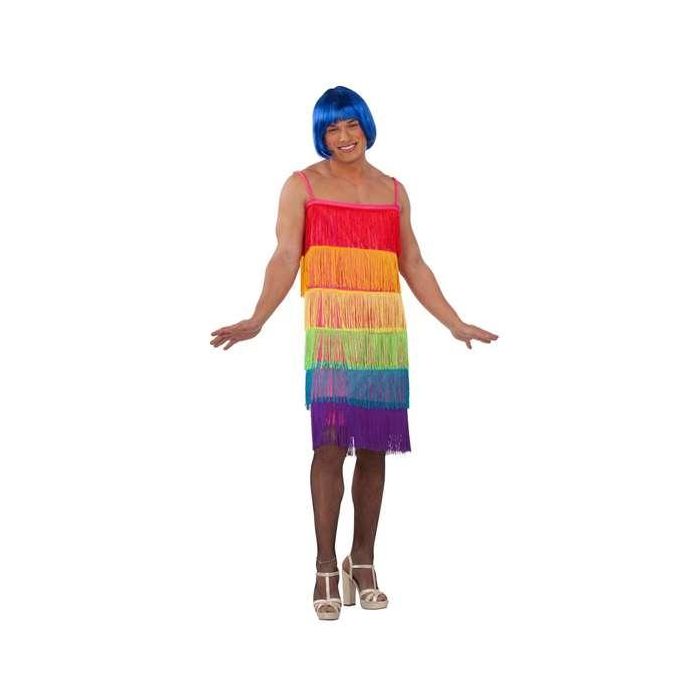 My Other Me Disfraz Adulto Vestido de Flecos Rainbow Multicolor Talla 54 (L) 100% Poliéster