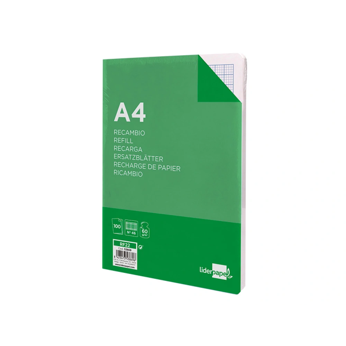 Liderpapel Recambio A4 100 Hojas 60gr Rayado Nº 46 4 Taladros Escolar 2