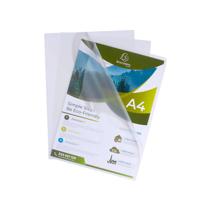 Exacompta Carpeta Dossier Uñero Polipropileno Reciclado 120 mc DIN A4 Transparente Caja 100 Unidades 1 Exacompta Carpeta Dossier Uñero Polipropileno Reciclado 120 mc DIN A4 Transparente Caja 100 Unidades 1