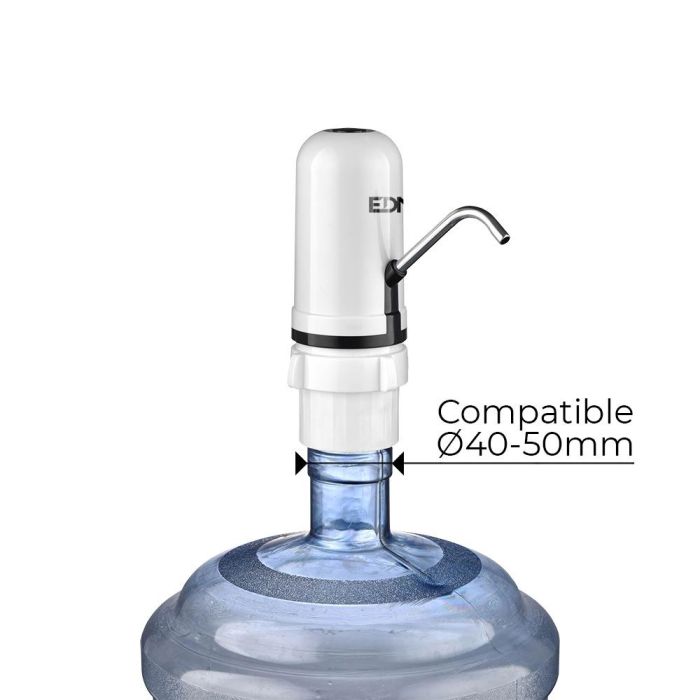 Edm Dispensador Electrónico para Garrafas de Agua 20L, con USB Recargable, Batería 1200mAh, Caudal 200ml/7s, Incluye Tubo 60cm 2 Edm Dispensador Electrónico para Garrafas de Agua 20L, con USB Recargable, Batería 1200mAh, Caudal 200ml/7s, Incluye Tubo 60cm 2