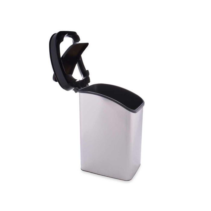 Papelera de plástico basculante plateada 12L Berilo 28x35x22 cm (6 Unidades) 2