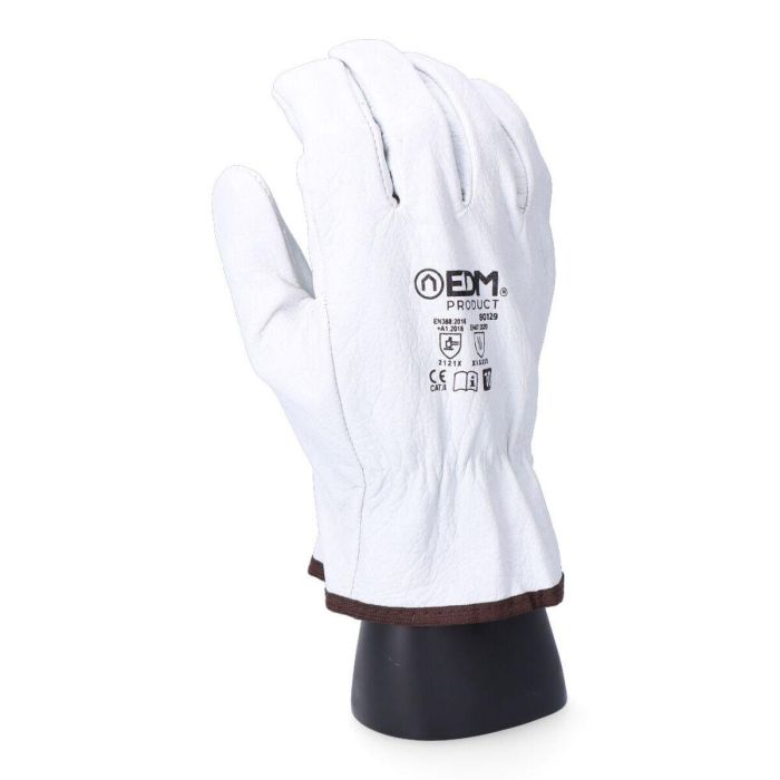 Guantes de Trabajo EDM Blanco Piel de vaca Transportes 1 Guantes de Trabajo EDM Blanco Piel de vaca Transportes 1