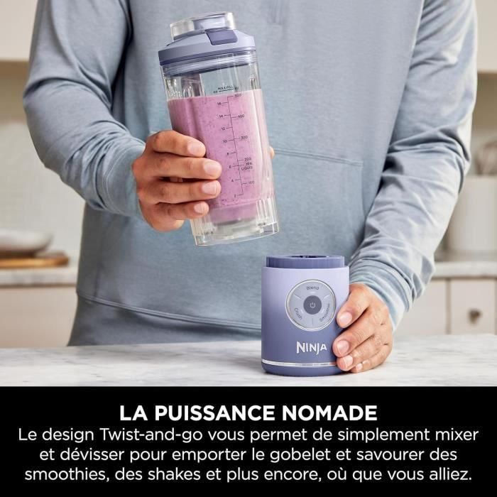 Ninja BC251EULD Licuadora portátil Blast Max, 530 ml, batería 2h, inalámbrica, sin BPA, lavanda 2