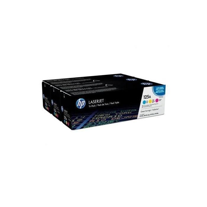 HP CF373AM Paquete 3 Tóneres 125A Cian Magenta Amarillo Auténticos 1.400 pág/cartucho para Color LaserJet CM1312 CP1215 CP1515 CP1518