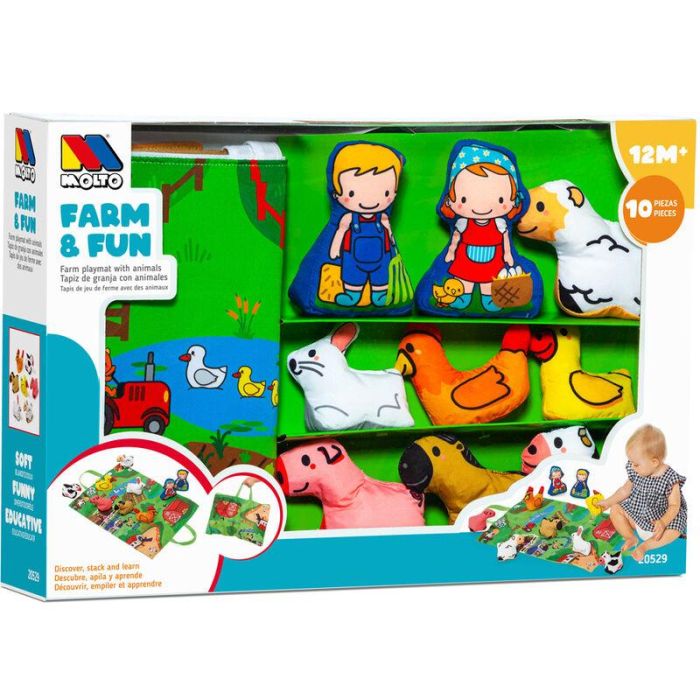 Molto Manta de Actividades Farm and Fun con 7 Figuras Blanditas de Tela, Juguete Educativo Infantil para Estimulación Temprana desde 1 Año 0 Molto Manta de Actividades Farm and Fun con 7 Figuras Blanditas de Tela, Juguete Educativo Infantil para Estimulación Temprana desde 1 Año 0