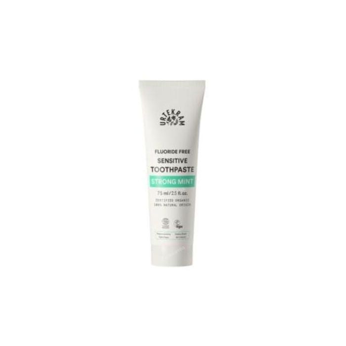URTEKRAM Dentífrico Menta Fuerte 75ml – Previene Caries y Gingivitis, Refresca Aliento, Vegano, Ecológico