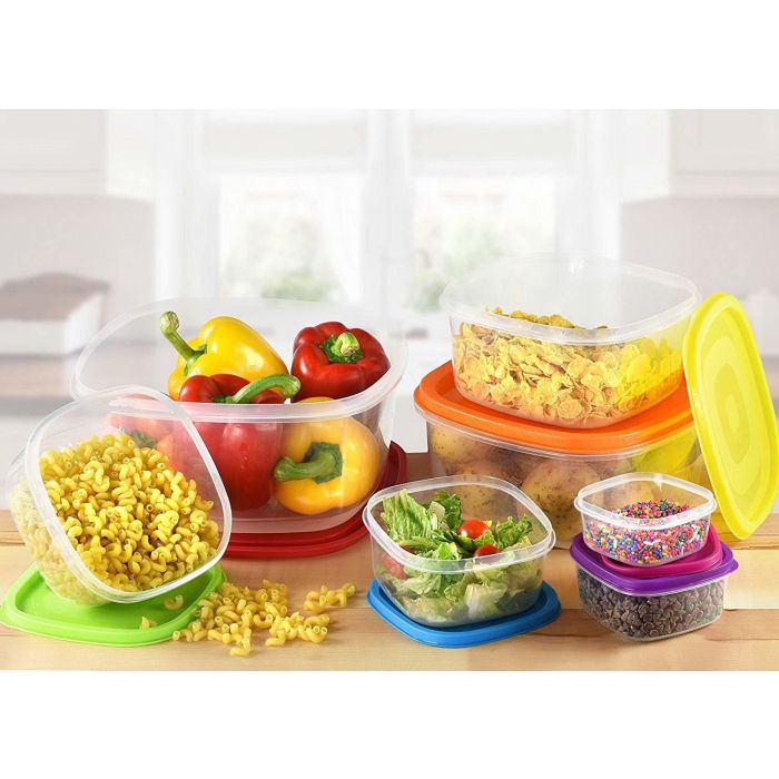 Privilege Set de 7 Fiambreras Apilables Cuadradas 25.5 x 25.6 x 12.5 cm (12 Unidades) 7