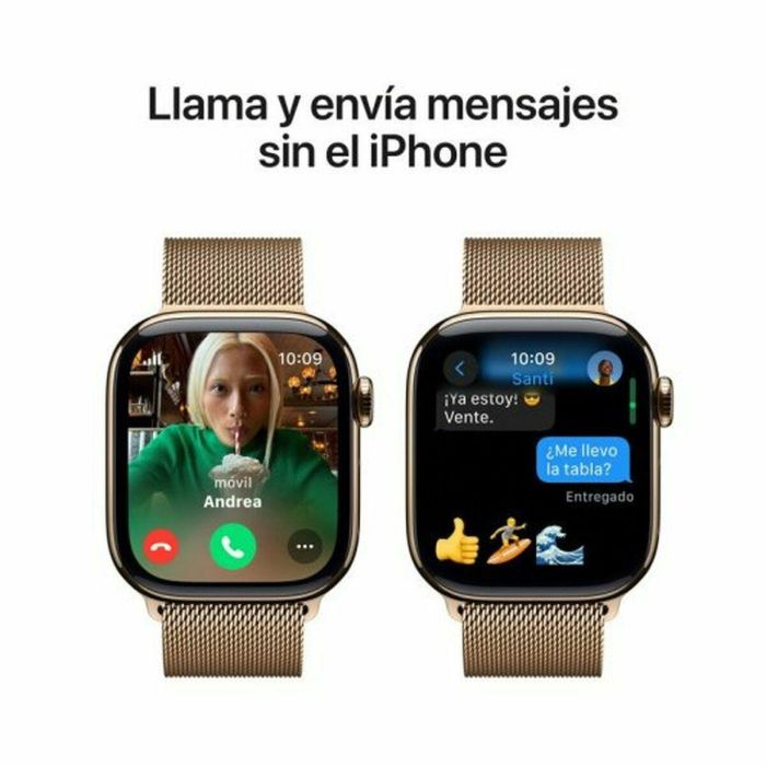 Apple Watch Series 10 GPS + Cellular 42mm Titanio Dorado con Pulsera Milanese Loop Acero Inoxidable Oro 64GB 10 Apple Watch Series 10 GPS + Cellular 42mm Titanio Dorado con Pulsera Milanese Loop Acero Inoxidable Oro 64GB 10