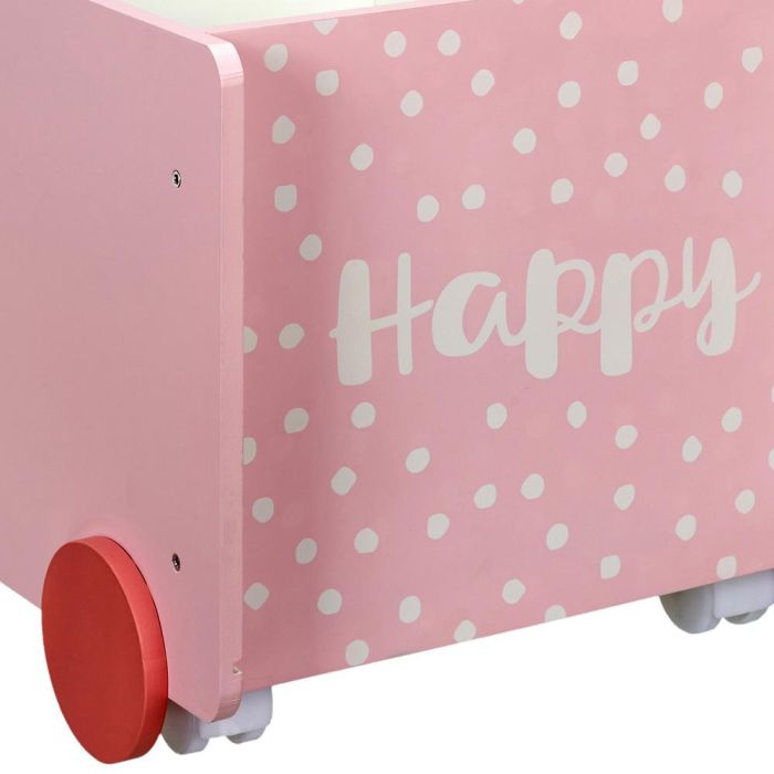 Home Deco Kids Carro Almacenar Infantil Rosa para Niños con Ruedas Decorativas 35x47 cm 5