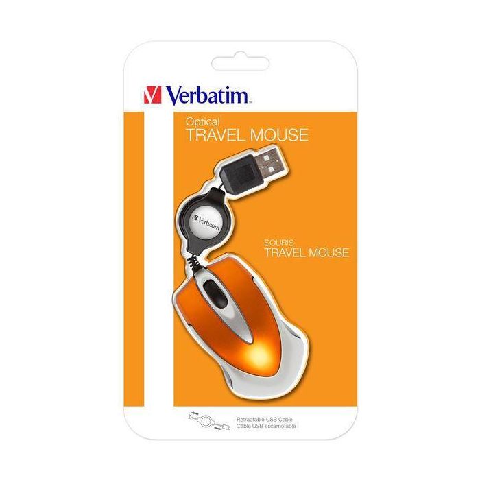 Verbatim Go Mini Ratón Óptico de Viaje USB Retráctil, 1000 dpi, Color Naranja, Ultraligero (44g), Ambidiestro, Ideal para Bolsillos o Portátiles 3