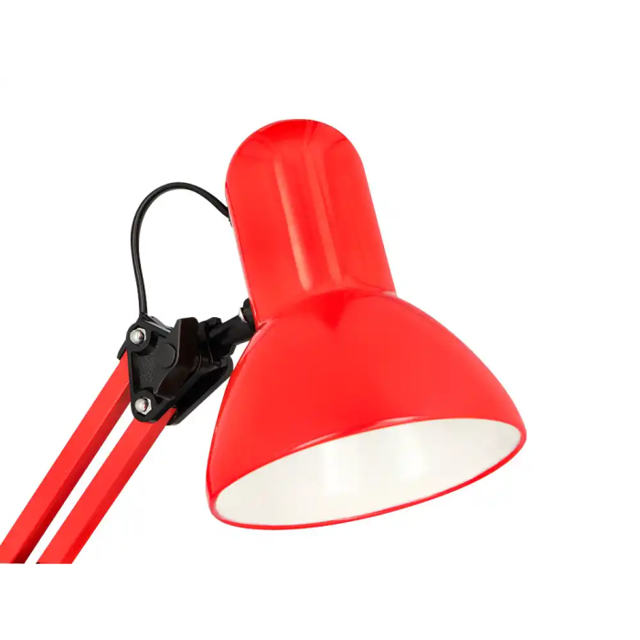 Q-connect Lámpara de Escritorio Polaris Metálica con Interruptor Brazo Doble 3 Articulaciones Color Rojo 5