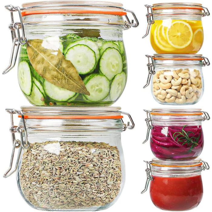 Tarro Hermético de Vidrio con Cierre Clip 500 ml - La Mediterranea (12 Unidades) 4 Tarro Hermético de Vidrio con Cierre Clip 500 ml - La Mediterranea (12 Unidades) 4