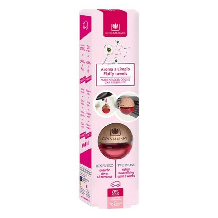 Cristalinas Ambientador para Coche Aroma Limpio 0% Alcohol 6 ml - Frescura Intensa y Bienestar, Multiposición, hasta 8 Semanas