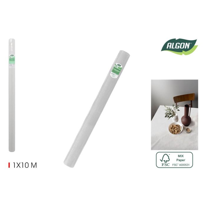 Mantel Blanco en Rollo con Mandril 1X10 - Algon (12 Unidades)