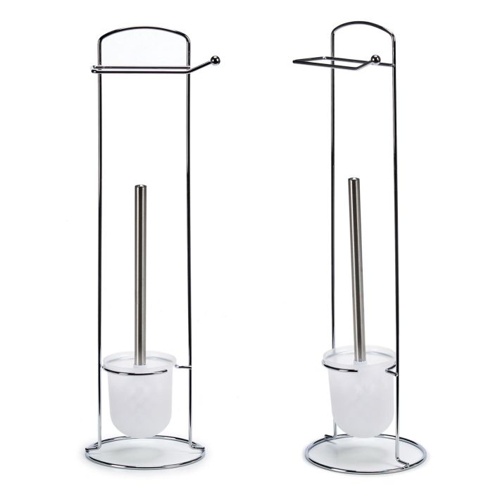 Escobillero Portarrollos Metal Plata Berilo 16.5x59x16.5 cm (6 Unidades) 2 Escobillero Portarrollos Metal Plata Berilo 16.5x59x16.5 cm (6 Unidades) 2