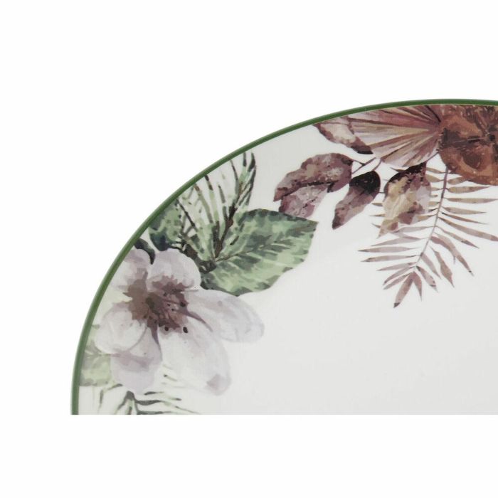 Plato Llano DKD Home Decor Flores Porcelana (27 x 27 x 2 cm) 3