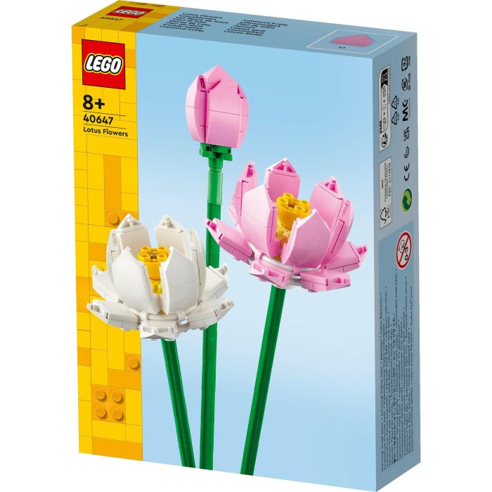 LEGO 40647 Set de Construcción Flores de Loto para Jarrón, con 2 Flores Abiertas y 1 Cerrada, Rosa y Blanco, Edad +8 Años 4