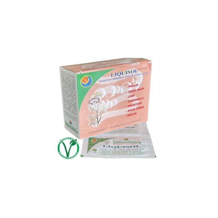 HERBOPLANET Liquisol Psyllium & Agar Agar 20 sobres. Para el tránsito intestinal. Producto vegano.