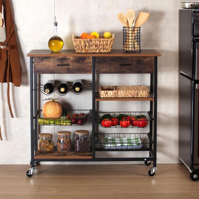 Carro C/ Ruedas 3 Baldas Brown Versa 40X85CM 1 Carro C/ Ruedas 3 Baldas Brown Versa 40X85CM 1
