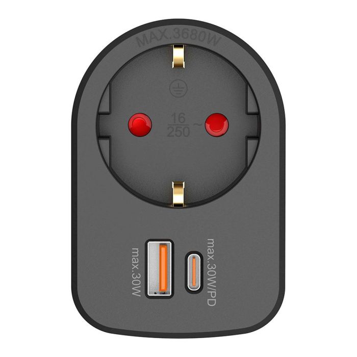Adaptador combi 30 W usb a + c + 1 toma schuko, 16 a 250 v~, negro 0 Adaptador combi 30 W usb a + c + 1 toma schuko, 16 a 250 v~, negro 0