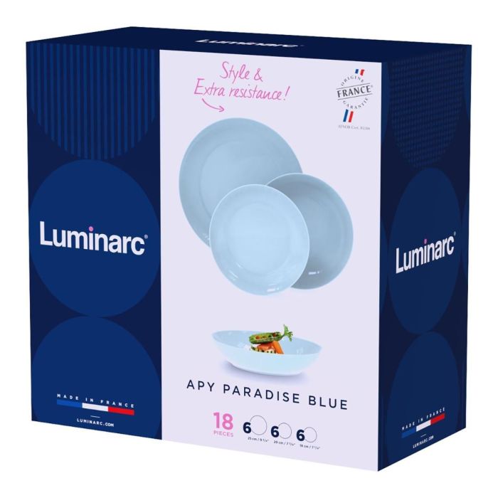 Vajilla Opal Apy Paradise Azul Luminarc 18 Piezas - 6 Personas 2 Vajilla Opal Apy Paradise Azul Luminarc 18 Piezas - 6 Personas 2